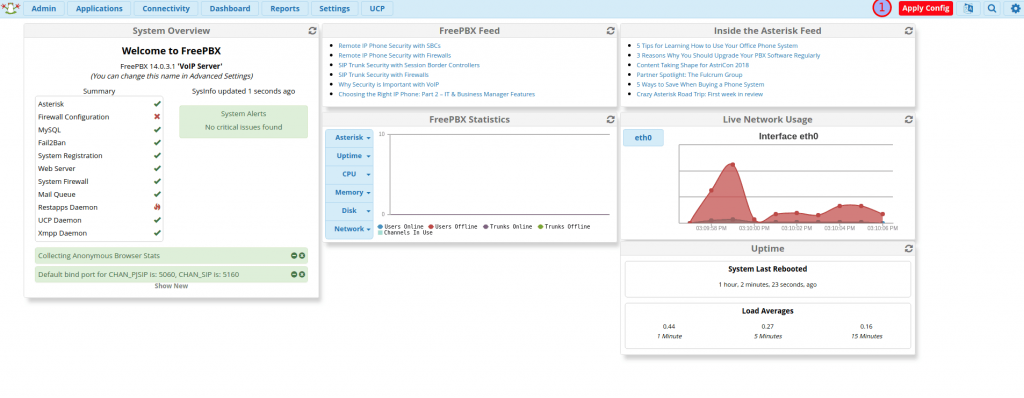 dashboard freepbx panel webowy